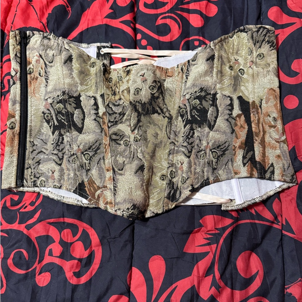 Cat Print Waist Corset